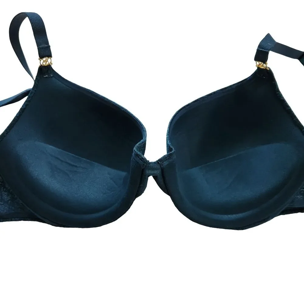 Victoria's Secret Icon Monogram Lace Push-Up Demi Bra Black Ivy (Green) 36C